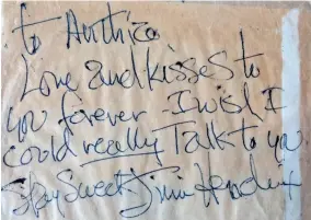  ??  ?? Treasured memento: Hendrix’s note to Anthea sold for £5,700