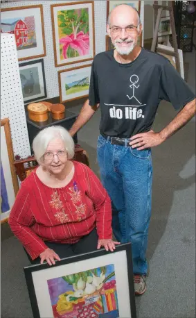  ?? WILLLIAM HARVEY/THREE RIVERS EDITION ?? Aline McCracken, left, and Bruce Oakley pose inside Gallery 246 in Batesville while preparing for the Plein on Main art contest scheduled for Oct. 27-29. Oakley said the $60 entry fee includes a free dinner, light breakfasts at the gallery, and a free...