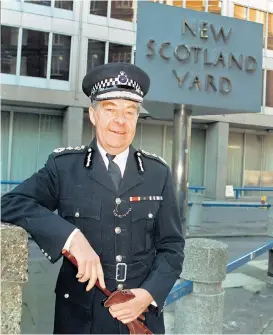  ??  ?? Sir Peter Imbert in 1992 and, top right, Balcombe Street in 1975: ‘I don’t want to be remembered as just a bland Mr Plod’