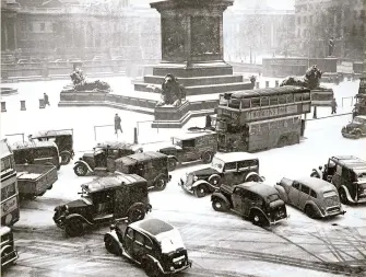  ?? ?? Trafalgar Square, one of London’s most recognisab­le landmarks, gets a snowy makeover in 1947. The winter of 1946-47 was one of the UK’s coldest, with almost eight weeks of continuous snow on the ground. Even the southweste­rn Isles of Scilly got some white stuff.