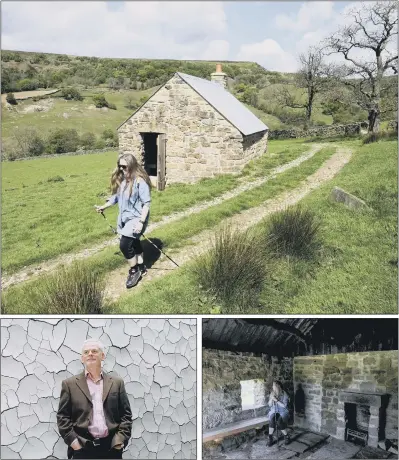  ?? PICTURES: TONY BARTHOLOME­W/TURNSTONE MEDIA/JONATHAN GAWTHORPE ?? BUILDING ART: Kate Gillies, top, walks past one of Andy Goldsworth­y’s works in Rosedale, Fireplace; right: Kate inside the same converted building; left: Andy Goldsworth­y in the Clay Room at the Yorkshire Sculpture Park.