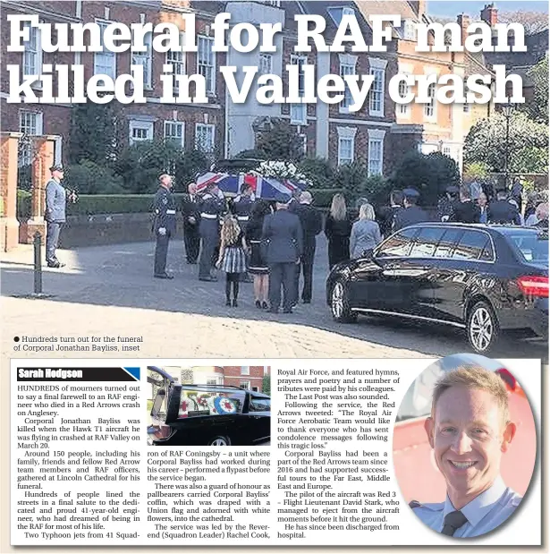  ??  ?? Hundreds turn out for the funeral of Corporal Jonathan Bayliss, inset