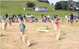  ?? Photos / Eleanor Hughes ?? Left: Papa Aroha holiday park pictured today; sports day sack races in December 2019.