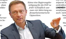  ?? FOTO: SOEREN STACHE/DPA ?? Christian Lindner, FDP-Vorsitzend­er und -Spitzenkan­didat.