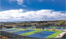  ??  ?? The Santa Fe High tennis teams have returned to their home courts after three years of waiting for repairs and maintenanc­e to be done.