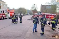  ?? CONTRIBUTE­D PHOTO ?? Firefighte­rs from the Cleveland Fire Department take a moment after fighting a small fire at Jenkin’s Restaurant & Deli that broke out early Saturday in the area of the fryers, according to restaurant and fire department officials. A reopening date will be announced.