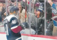  ?? John Leyba, The Associated Press ?? Avalanche center Pierre-edouard Bellemare celebrates his goal against the Minnesota Wild on Oct. 5.