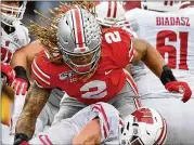  ?? GETTY IMAGES ?? Ohio State’s Chase Young sometimes seems to be the whole of the Buckeyes’ D, racking up 16.5 sacks, 21 tackles for loss and seven forced fumbles this year.