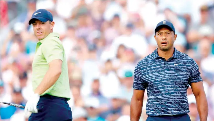  ?? ?? Woods ( right) and Rory Mcilroy at the PGA Championsh­ip