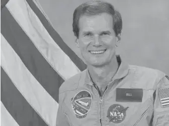  ?? U.S. SEN. BILL NELSON’S OFFICE/COURTESY ?? U.S. Sen. Bill Nelson is perhaps most identified with the space program, having gone up himself in the Space Shuttle Columbia in 1986 and co-sponsoring the NASA bill in 2010 that paved the way for trips to the Moon and Mars.