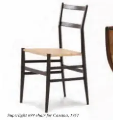  ??  ?? Superlight 699 chair for Cassina, 1957