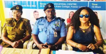  ?? PHOTO: JESUTOMI AKOMOLAFE ?? Principal Officer, Drug Abuse Prevention Education Nigerian Drug Law Enforcemen­t Agency ( NDLEA), Lagos, Chief Superinten­dent Narcotic, Stella Amaechi ( left); Area E Commander, Assistant Commission­er of Police, Igbafe Afigbai and Convener, Melejensti­n Tough Empowereme­nt Initiative ( MYEI), Hon. Chibuzor Osigwe at youth conference on drugs… in Lagos.