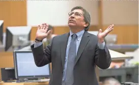  ?? MARK HENLE/THE REPUBLIC ?? Deputy Maricopa County Attorney Juan Martinez, shown in 2015, was facing a bar charge for writing a book about his prosecutio­n of Jodi Arias. The charge was dismissed this week.