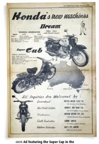  ?? ?? ABOVE Ad featuring the Super Cup in the NSW Motorcycli­st newspaper 31st October 1958.