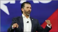  ?? JOHN RAOUX — THE ASSOCIATED PRESS FILE ?? Donald Trump Jr. has met with the congressio­nal committee investigat­ing the Jan. 6, 2021, insurrecti­on at the U.S. Capitol, according to two people familiar with the matter.