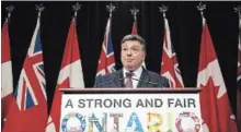  ?? CHRISTOPHE­R KATSAROV THE CANADIAN PRESS ?? Ontario Finance Minister Charles Sousa says the province’s budget will not be balanced when it is delivered later this month.