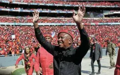  ?? Picture: Alaister Russell ?? EFF leader Julius Malema arrives at the FNB Stadium in July at the 10th birthday celebratio­n of the party earlier this year. The EFF will launch its manifesto in February.