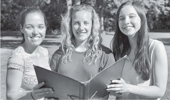  ?? [WHITNEY NEILSON / THE OBSERVER] ?? Elmira locals Jasmine Thuroo, Karli Keen and Erin Shoemaker spent a week in Europe singing with the Grand Philharmon­ic Youth Choir. Absent: Annie Strauss.