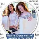  ??  ?? Nearly 10 per cent of women in the sales sector self-reported a mental illness