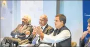  ?? PTI ?? ▪ Congress president Rahul Gandhi in a panel at the Internatio­nal Institute for Strategic Studies in London on Friday