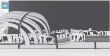  ??  ?? 0202A section model showing proposed events and activities in the “Theatre Village” section of the site.