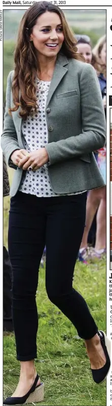  ??  ?? Back to business: Kate in her skinny jeans yesterday