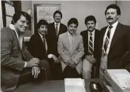  ?? Chronicle file photo ?? Chicano Squad members from left, Jose Selvera Jr., Raymond Gonzales, Jim Montero, Cecil Mosqueda, Robert Gatewood, and U.P. Hernandez.