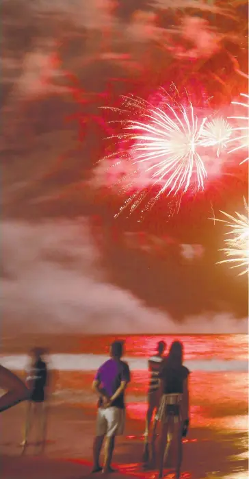  ??  ?? Surfers Paradise fireworks display drew spectators right to the water’s edge last night.