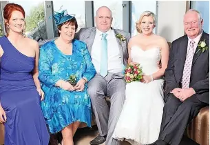  ?? ?? ●●From left: Alex Worsick, Vicky Worsick, Nick Worsick, Claire Worsick and Alan Worsick at the wedding of Alan’s son, Nick and Claire