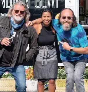  ?? Slice of Pie Photograph­y - Mark Higgins ?? The Hairy Bikers with Sunitha Southern at the Indian Goat food truck.