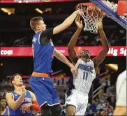  ?? RICARDO RAMIREZ BUXEDA / ORLANDO SENTINEL 2017 ?? It turns out the Knicks spent much of January quietly canvassing the league for potential Kristaps Porzingis (center) deals, according to a person familiar with the talks.