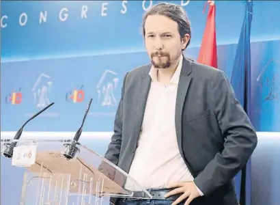  ?? EMILIA GUTIÉRREZ ?? Pablo Iglesias en la compareixe­nça al Congrés dels Diputats després de reunir-se amb el rei Felip