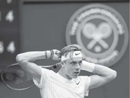  ?? USA TODAY SPORTS ?? Canada’s Denis Shapovalov faces No. 1 seed Novak Djokovoic in the semifinals of Wimbledon in London today.