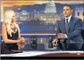  ??  ?? Tomi Lahren and Trevor Noah on The Daily Show.