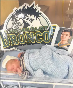  ?? SUBMITTED PHOTO ?? Bennett Charles Logan Broome, born in Summerside on April 14, was named after one of the Humboldt Broncos players who died following a tragic highway crash April 6 in Saskatchew­an.