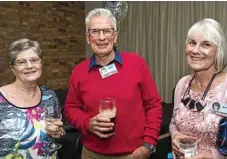  ??  ?? Enjoying the catch up are (from left) Caryl Leighton, Mick Allan and Wendy Lawson.