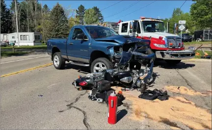  ?? COURTESY PHOTO ?? A 37-year-old St. Louis man was seriously injured in a motorcycle-truck accident Monday morning in Ionia County. The man’s name was not released by the Michigan State Police.