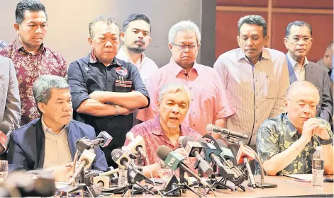  ?? — Bernama photo ?? Ahmad Zahid speaking at the press conference.