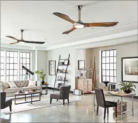  ?? MONTE CARLO FAN CO. ?? Old-fashioned ceiling fans aren’t so old-fashioned anymore: These modern fans still serve the purpose of creating a breeze in summer’s heat.