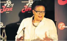  ?? Peter Mogaki ?? A voice that inspires: Joy of Jazz performer Sibongile Khumalo at a media briefing. Performers have different contractua­l agreements on royalties. /