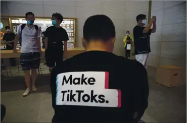  ?? NG HAN GUAN — THE ASSOCIATED PRESS ?? The White House plans to have TikTok shut down in the U.S. on Sept. 15 unless it is sold to another company.