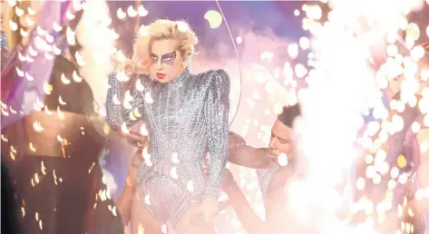  ?? GETTY IMAGES FILES ?? Lady Gaga performs during the Super Bowl 51 halftime show on February 5, 2017 in Houston, Texas. The Super Bowl took the top three ratings spots, followed by the ever-popular The Big Bang Theory at No. 4.