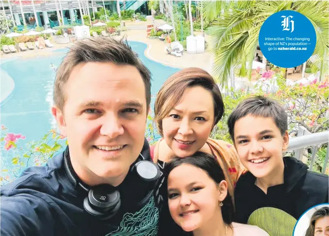  ??  ?? Interactiv­e: The changing shape of NZ's population — go to nzherald.co.nz
Luke Clark is a Kiwi Gen X-er who lives in Singapore with his wife Naeema and kids Aliya , 10, and Adam, 13. MP Chloe Swarbrick (below) made the “OK Boomer” phrase famous.
