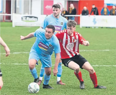  ?? ?? Sunderland RCA (red/white) in action against Crook Town on Saturday.