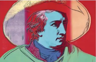  ?? FOTO: DPA ?? Er sieht nicht nur modern aus, er ist es: Andy Warhols Siebdruck von Goethe (1747-1832).
