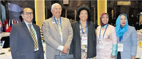  ?? Photo: Parliament of Fiji ?? Speaker Dr Jiko Luveni (middle), and the Assistant Minister for Health, Alexander O’Connor (second from left), with other dignitarie­s after the 26th Asia-Pacific Parliament­ary Forum.