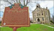  ?? THE MORNING JOURNAL FILE ?? This historical marker is in front of the town hall in Amherst.