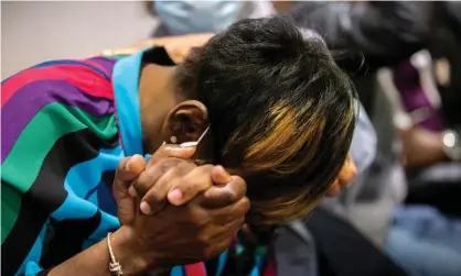  ?? ?? Ahmaud Arbery's mother, Wanda Cooper-Jones, reacts after the jury verdict was announced. Photograph: Getty Images