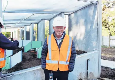  ?? PHOTO:NINA TAPU ?? Nearly there . . . Invercargi­ll Mayor Nobby Clark is thrilled with the near completion of the Tuatara enclosure at Queens Park as part of the city’s museum redevelopm­ent Project 1225.