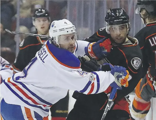  ?? GETTY IMAGES ?? The Edmonton Oilers came flying out of the gate Wednesday, but it was Andrew Cogliano and the Anaheim Ducks scoring the 4-3 win.